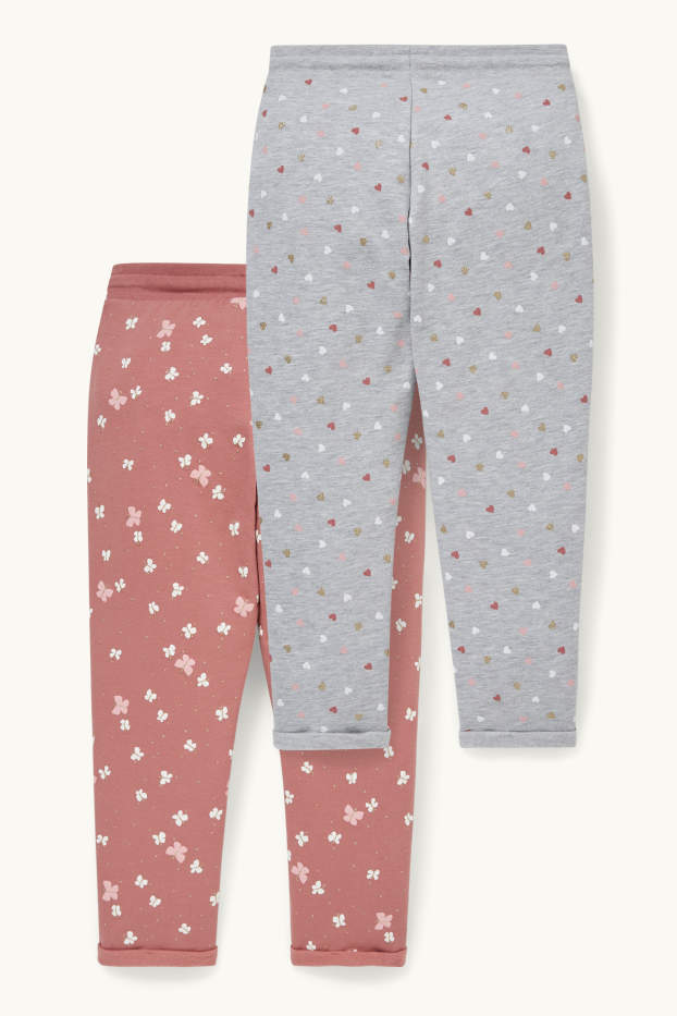 Kinderen: meisjes - Set van 2 - joggingbroek - licht grijs-mix