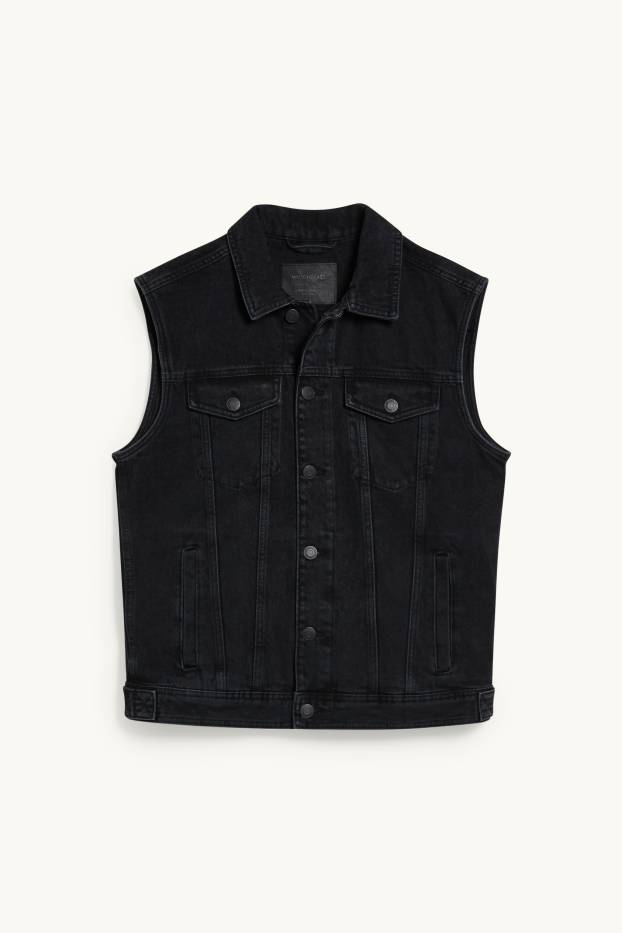 Hommes - Gilet en jean sans manches  - jean gris foncé