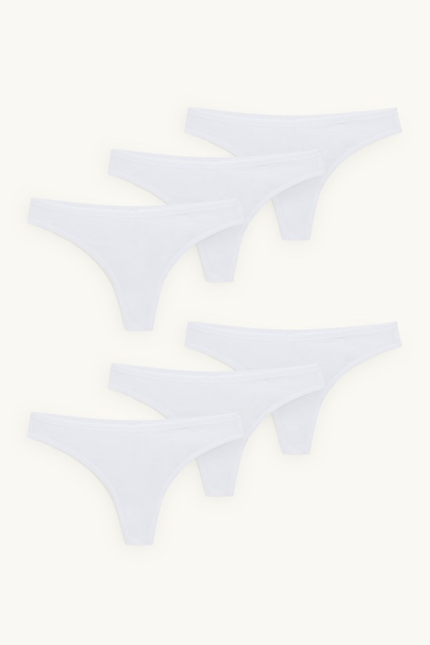 Damen - Multipack 6er - String - LYCRA® - weiß