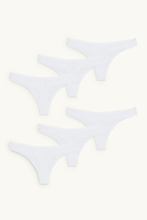 Femmes - Lot de 6 - strings - LYCRA® - blanc