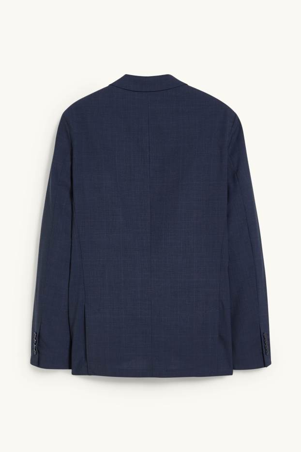 Pánské - Oblekové sako ze střižní vlny - slim fit - tmavomodrá