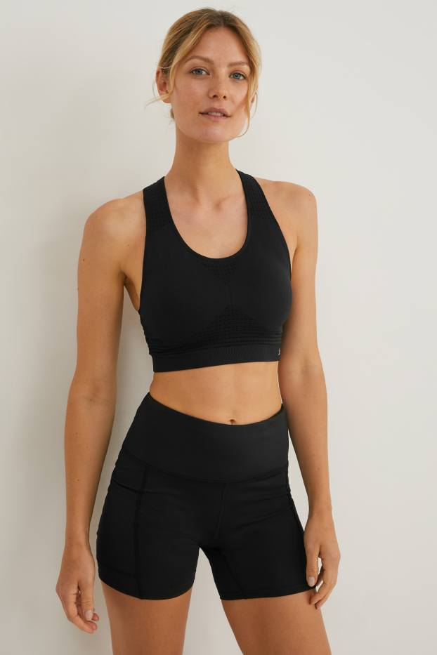 Women - Sports bra - padded - fitness - 4 Way Stretch - black