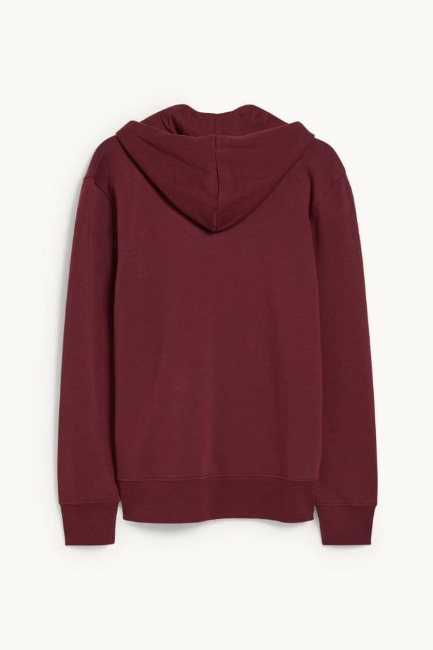 Uomo - Felpa con zip e cappuccio - rosso scuro