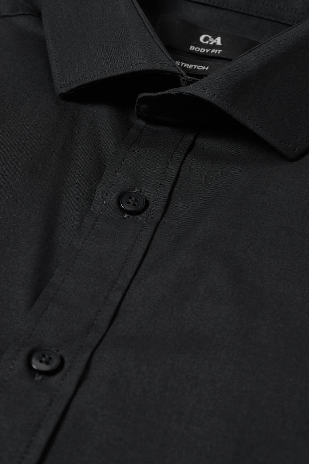 Uomo - Camicia business - body fit - cutaway - LYCRA® - nero