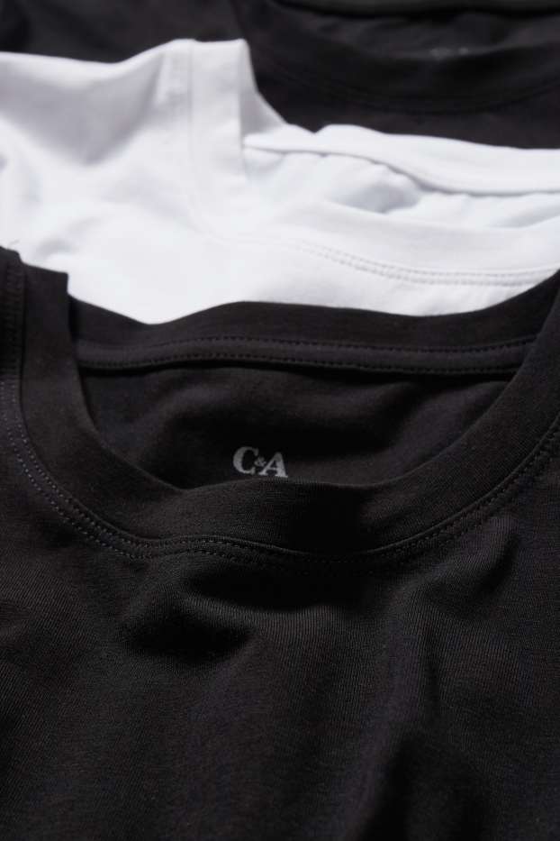 Dames - Set van 3 - basic-longsleeve - zwart / wit