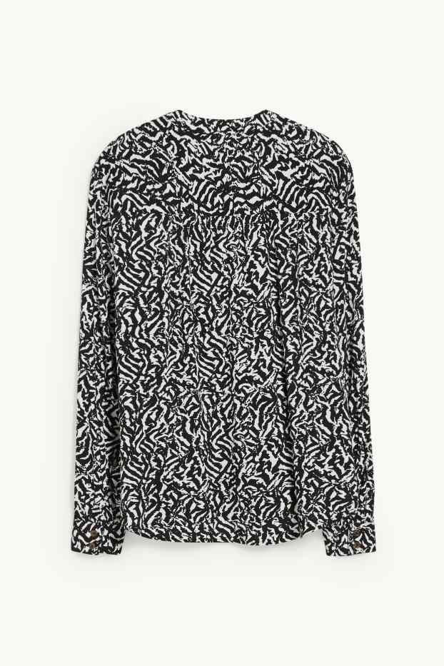 Damen - Bluse - gemustert - schwarz / weiß