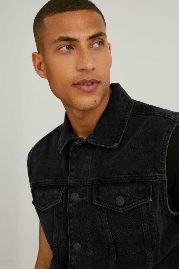 Hommes - Gilet en jean sans manches  - jean gris foncé