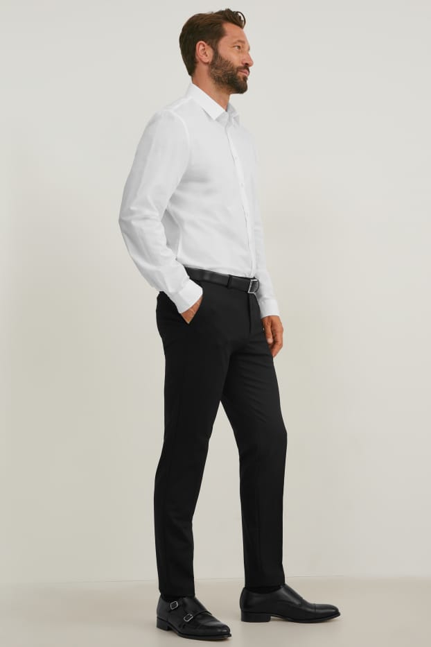 Hommes - Chemise de bureau - slim fit - col kent - facile à repasser - blanc