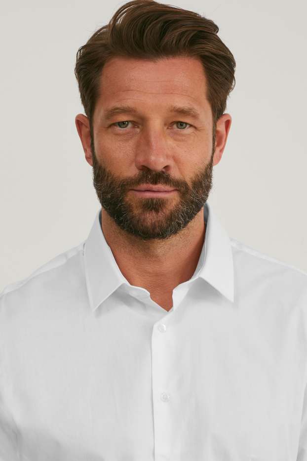 Hommes - Chemise de bureau - slim fit - col kent - facile à repasser - blanc