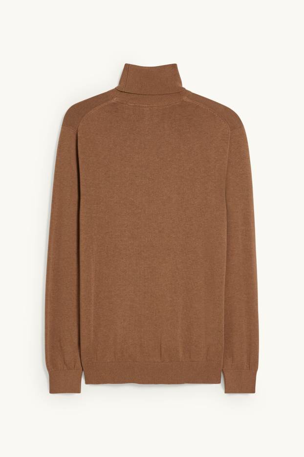 Pánské - Svetr s rolákem - havanna