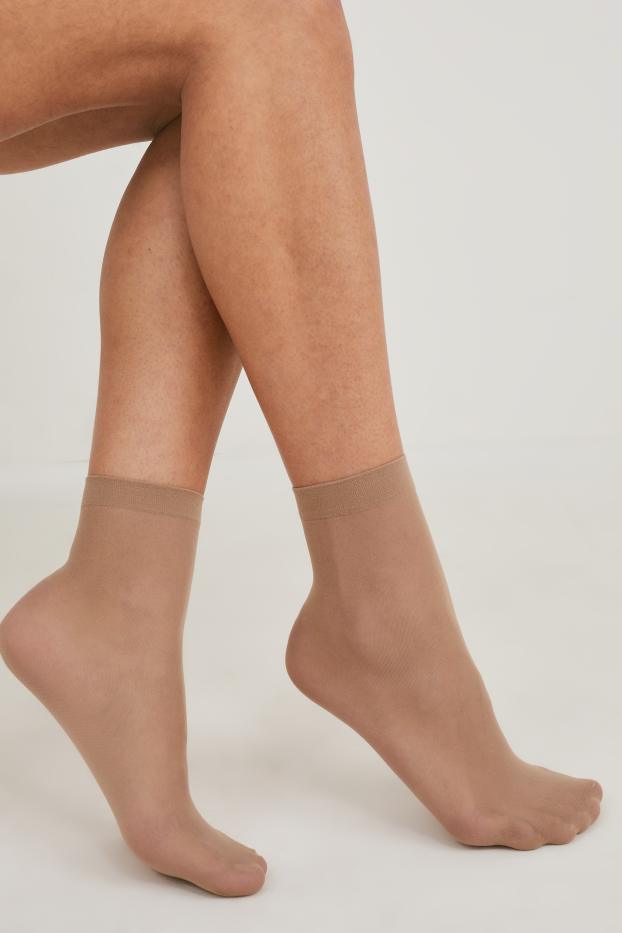 Women - Multipack of 7 - sheer ankle highs - 30 denier - light brown