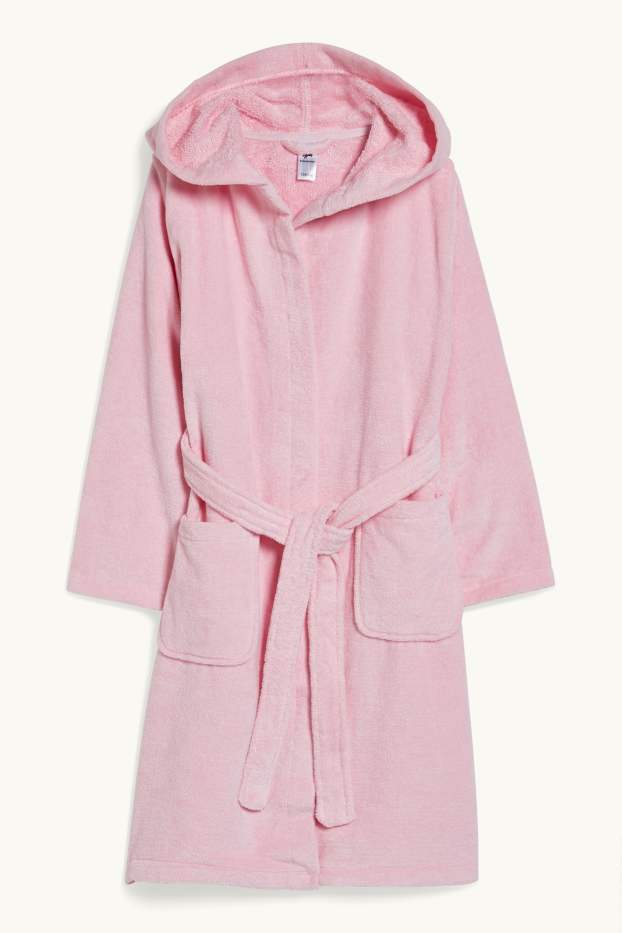 Bambine - Accappatoio di spugna con cappuccio - rosa