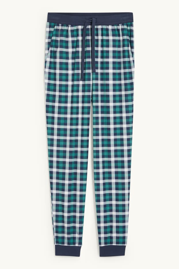 Hommes - Pyjama en flanelle - à carreaux - bleu foncé