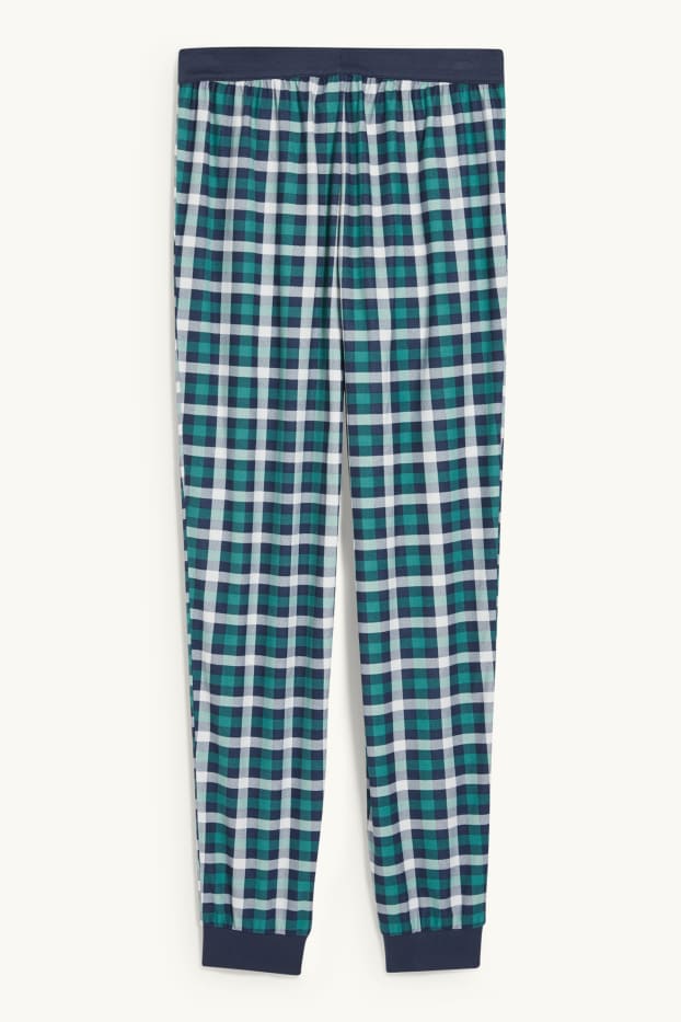 Hommes - Pyjama en flanelle - à carreaux - bleu foncé