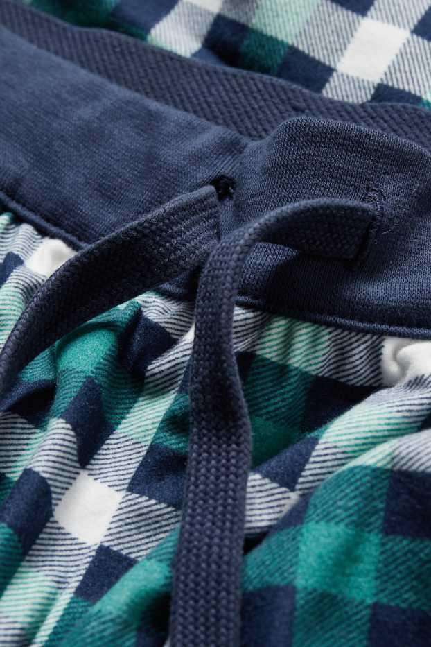 Hommes - Pyjama en flanelle - à carreaux - bleu foncé