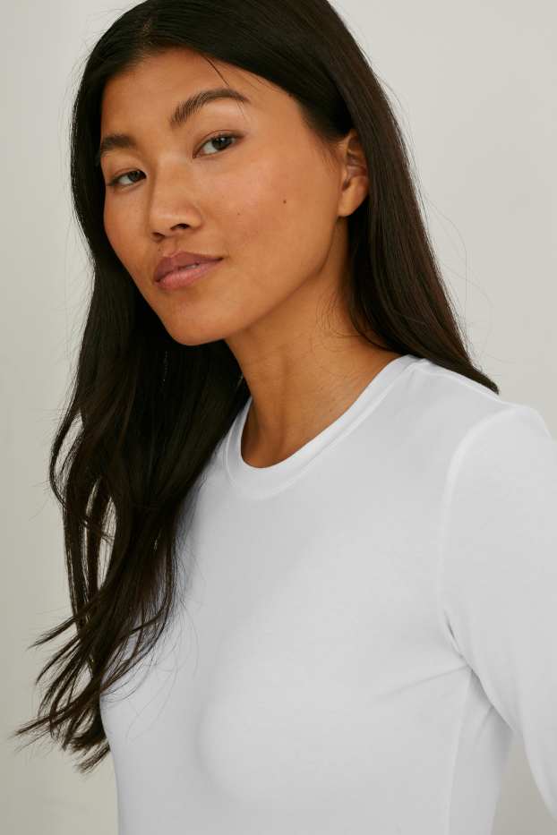 Dames - Set van 3 - basic-longsleeve - zwart / wit