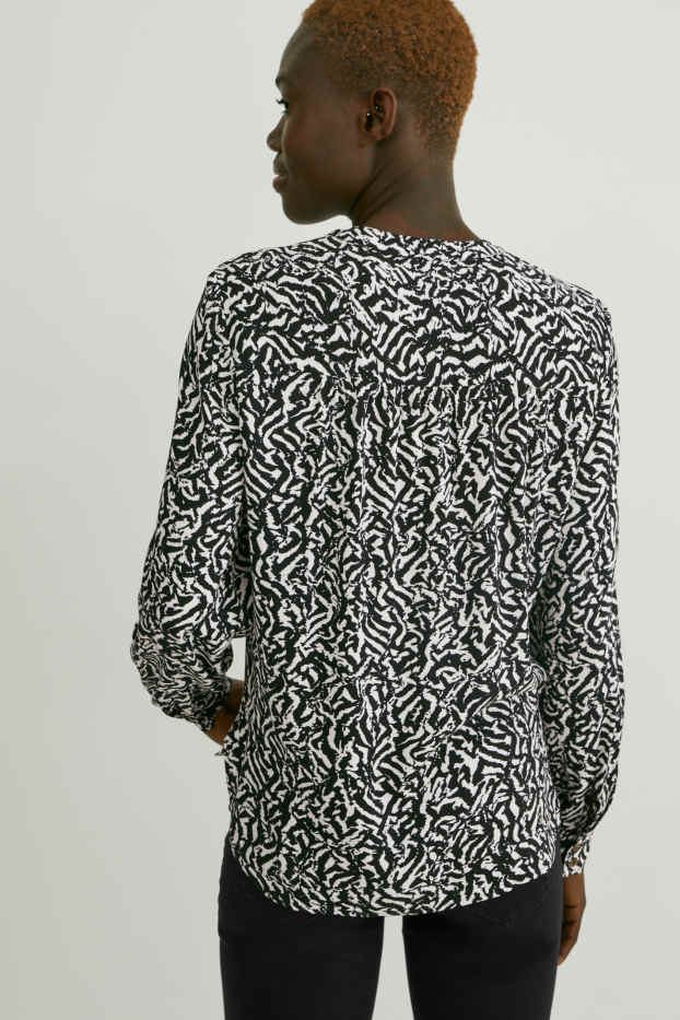 Damen - Bluse - gemustert - schwarz / weiß