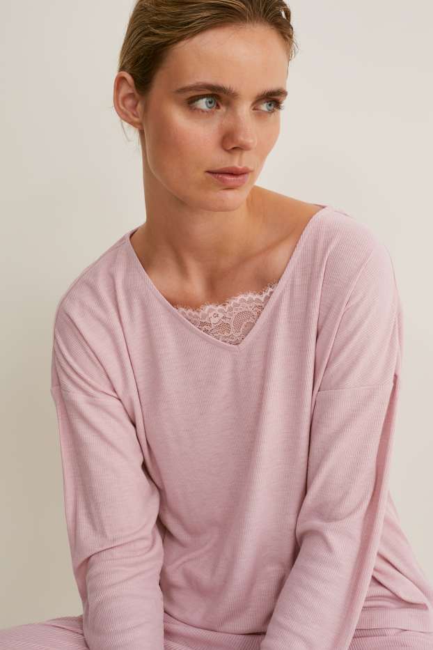 Damen - Pyjama-Oberteil - rosa