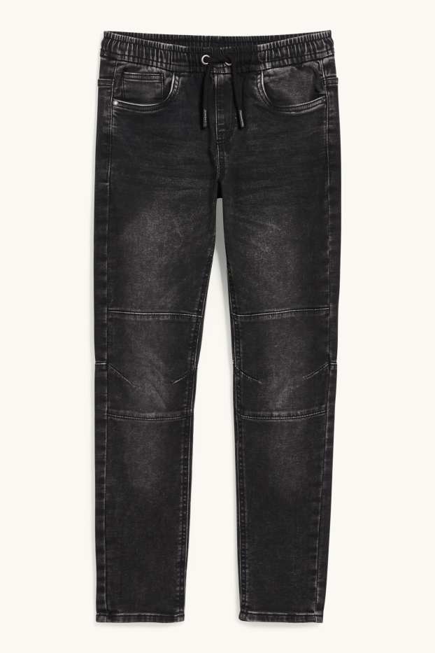Děti - chlapci - Slim jeans - jog denim - tmavošedá