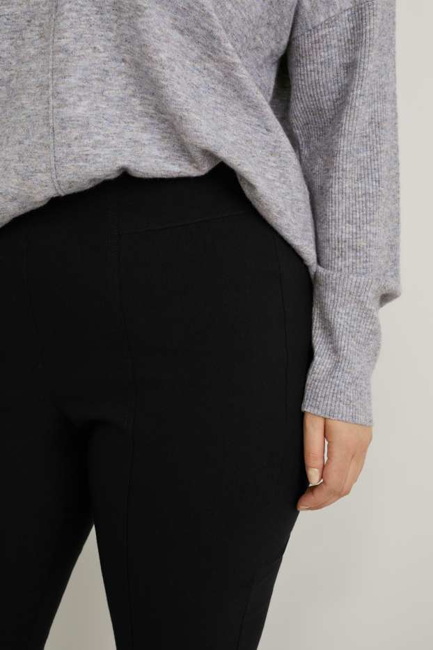 Women - Cloth trousers - high waist - LYCRA® - black