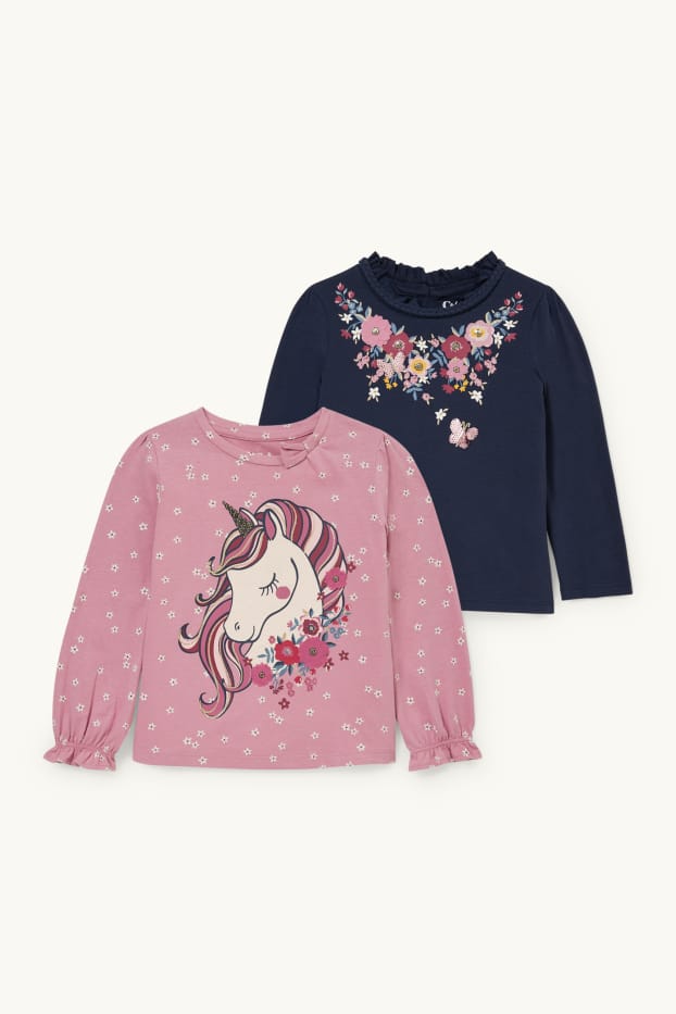 Kinder Mädchen - Multipack 2er - Langarmshirt - pink