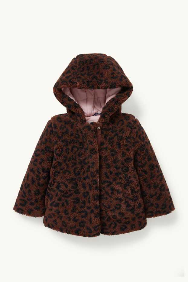 Bébés filles - Veste en peluche pour bébé avec capuche - marron foncé