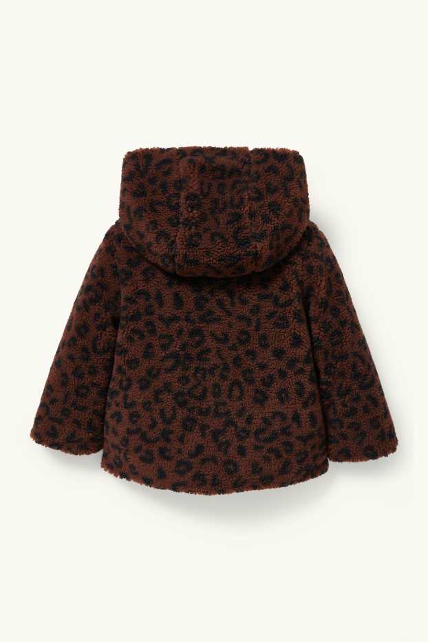 Bébés filles - Veste en peluche pour bébé avec capuche - marron foncé