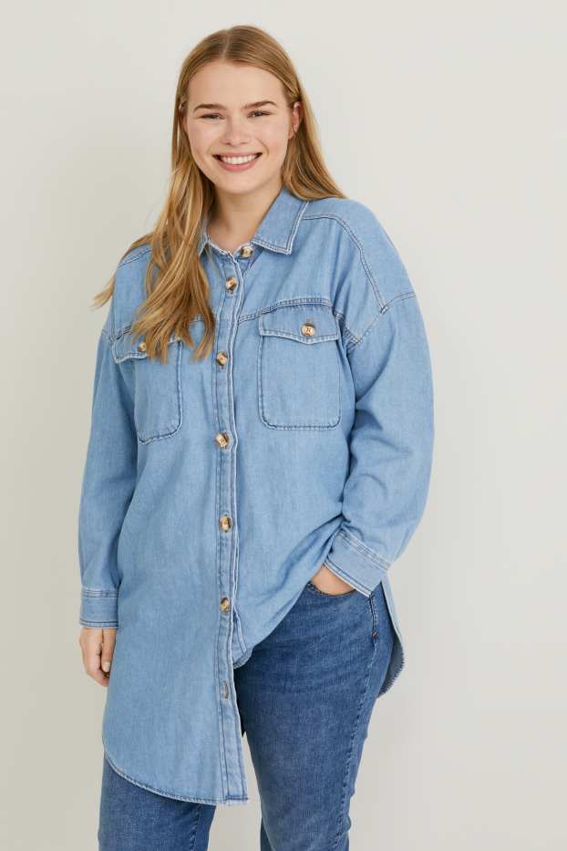 Femei - Bluză din denim - denim-albastru deschis