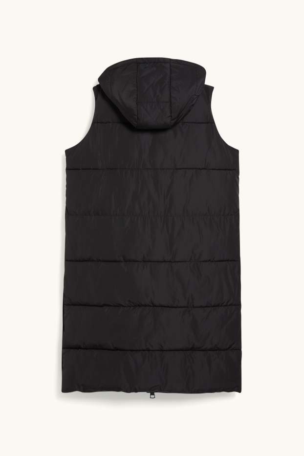 Donna - Gilet trapuntato con cappuccio - nero