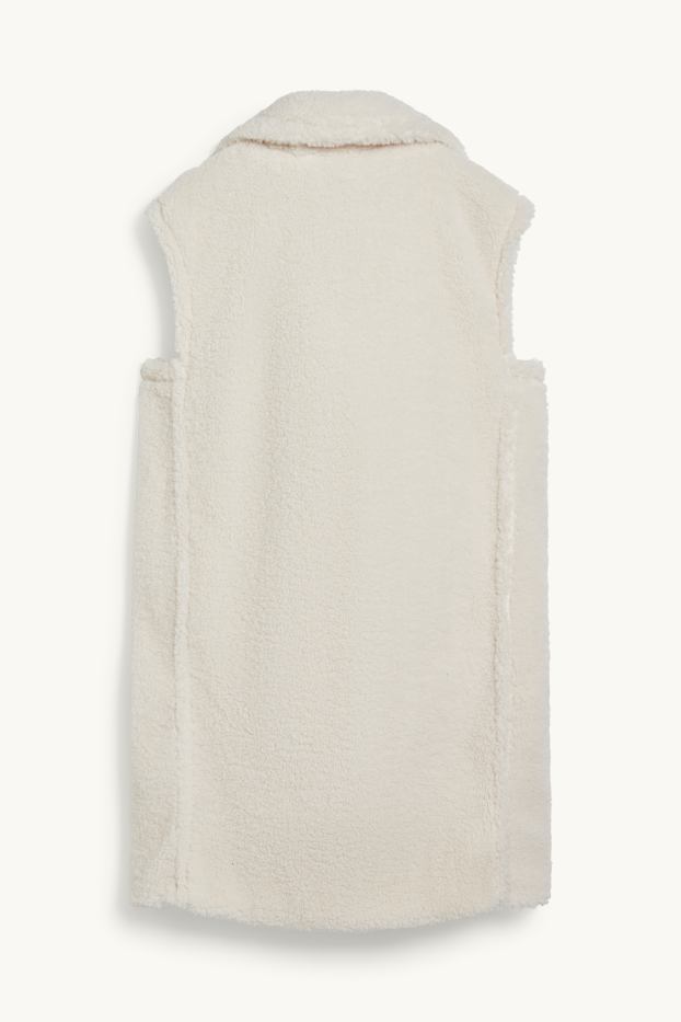 Dames - Vest van teddybont - crèmekleurig