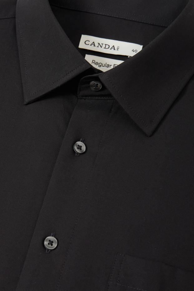 Men - Business shirt - regular fit - Kent collar - easy-iron - black