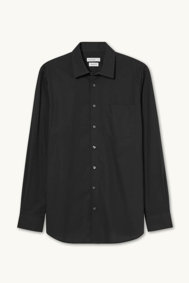 Men - Business shirt - regular fit - Kent collar - easy-iron - black