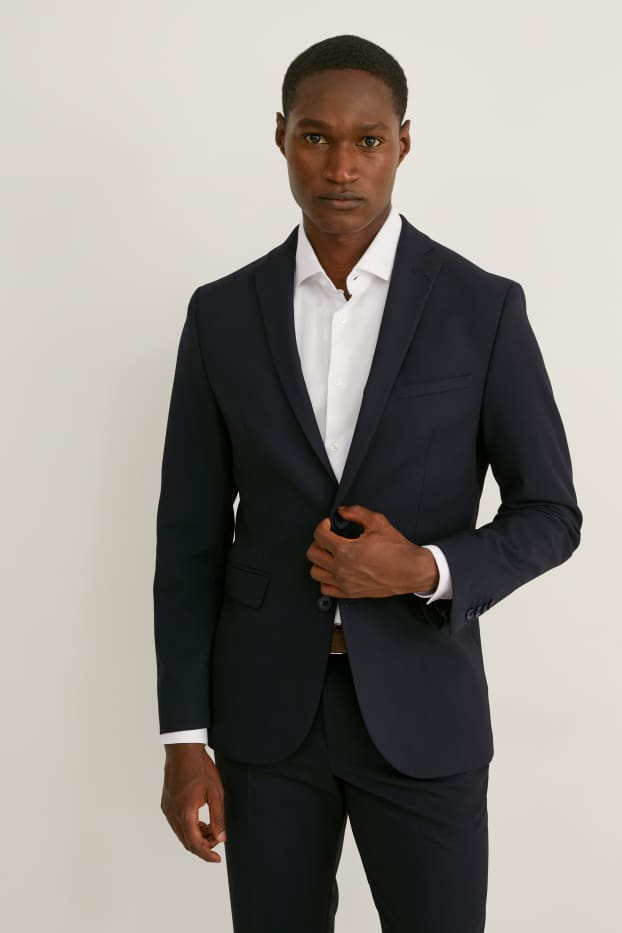 Hommes - Veste de costume - body fit - matière extensible - LYCRA® - bleu foncé