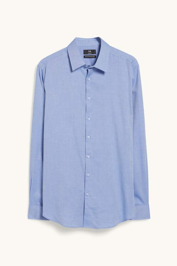 Hommes - Chemise de bureau - coupe slim - col kent - facile à repasser - bleu clair