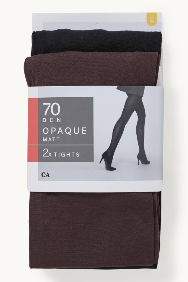 Damen - Multipack 2er - Feinstrumpfhose - 70 DEN - dunkelbraun