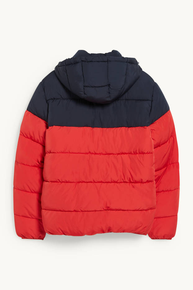 Hommes - CLOCKHOUSE - doudoune à capuche - rouge / bleu foncé