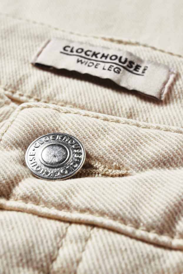 Damen - CLOCKHOUSE - Wide Leg Jeans - High Waist - cremeweiß