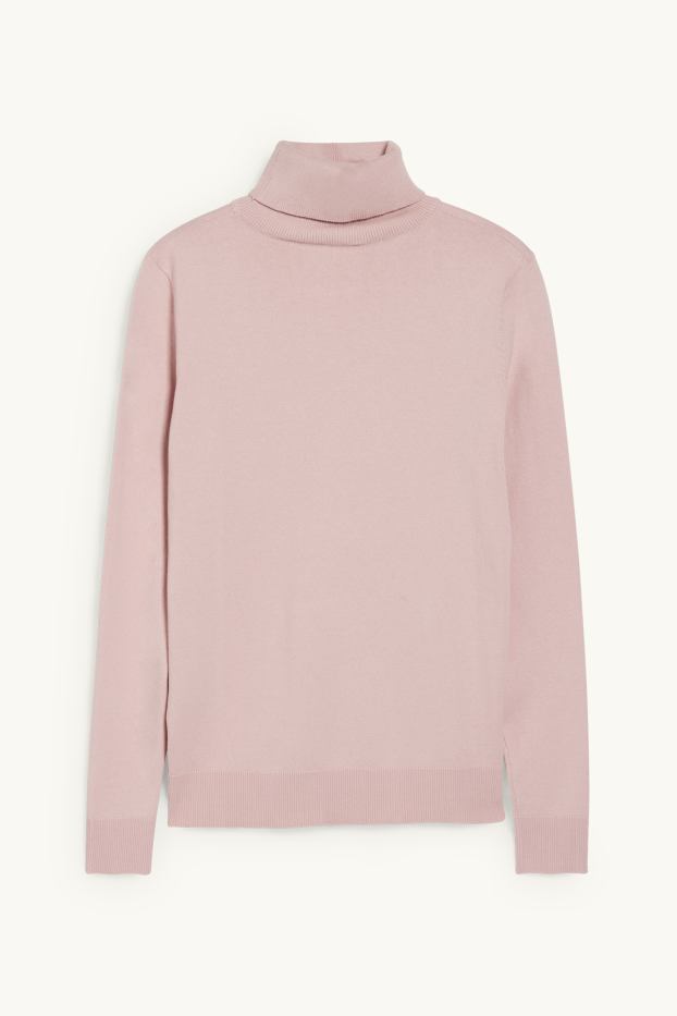 Women - Polo neck jumper - rose