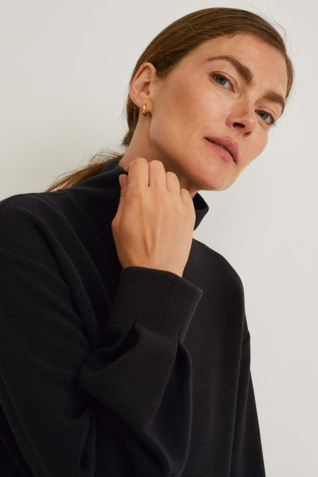 Damen - Pullover - 2-in-1-Look - schwarz / weiß