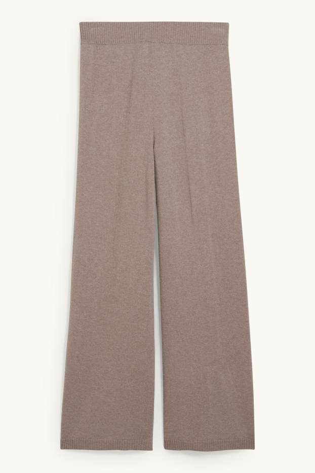 Dames - Broek van kasjmier - taupe