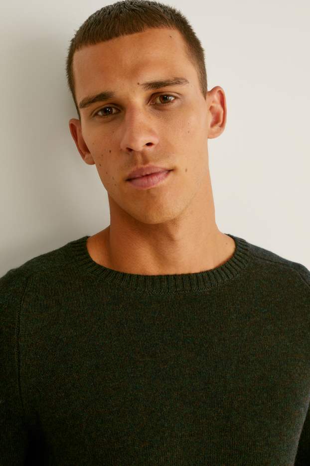 Men - New wool jumper - dark green