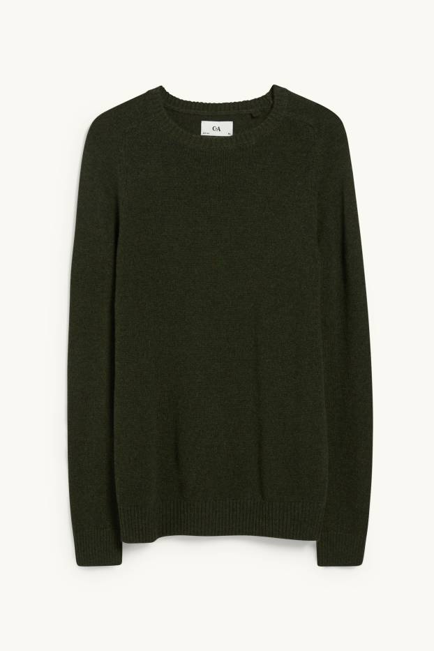 Men - New wool jumper - dark green