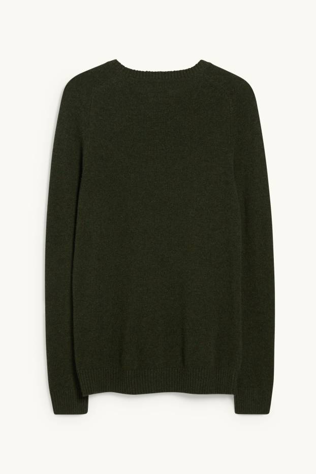 Men - New wool jumper - dark green