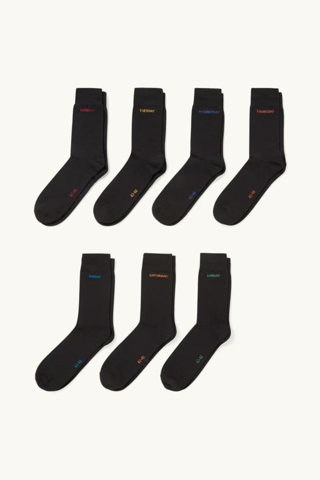Herren - Multipack 7er - Socken mit Motiv - Wochentage - schwarz