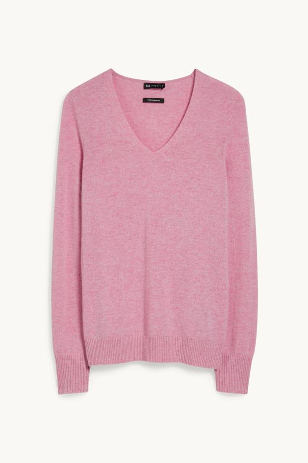 Femmes - Pull en cachemire - rose pâle-chiné