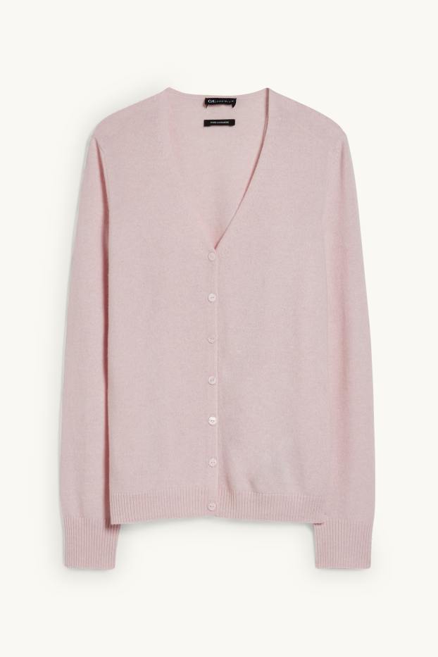 Dames - Gebreid vest van kasjmier - roze mix