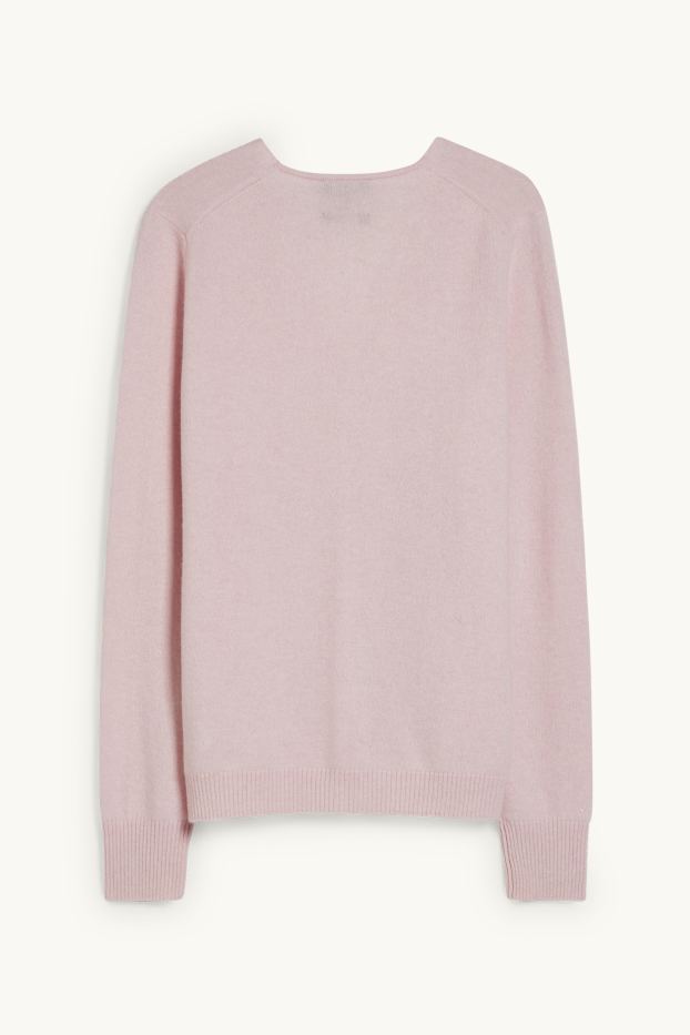 Dames - Gebreid vest van kasjmier - roze mix