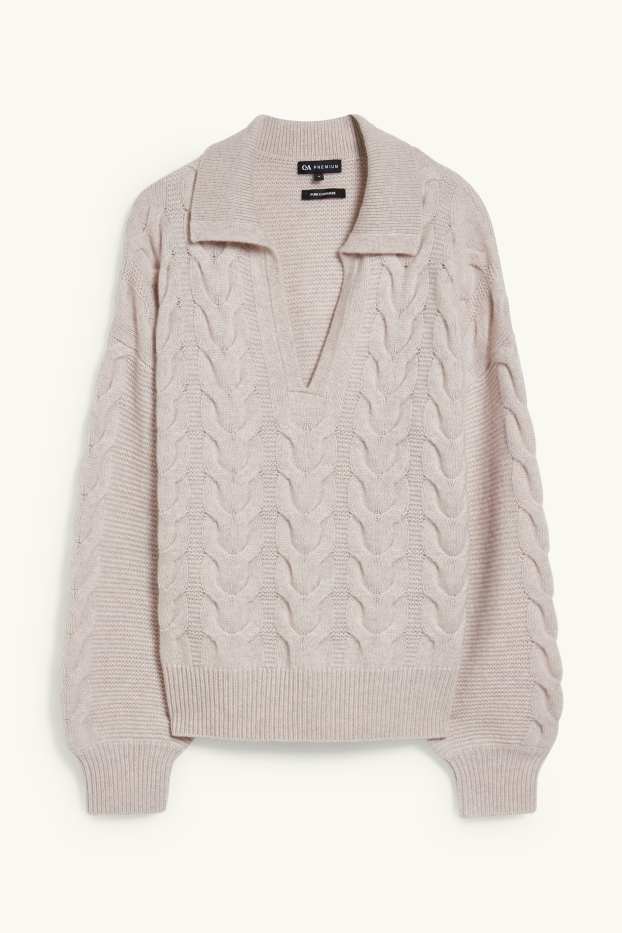 Mujer - Jersey de cachemir - de ochos - gris-marrón