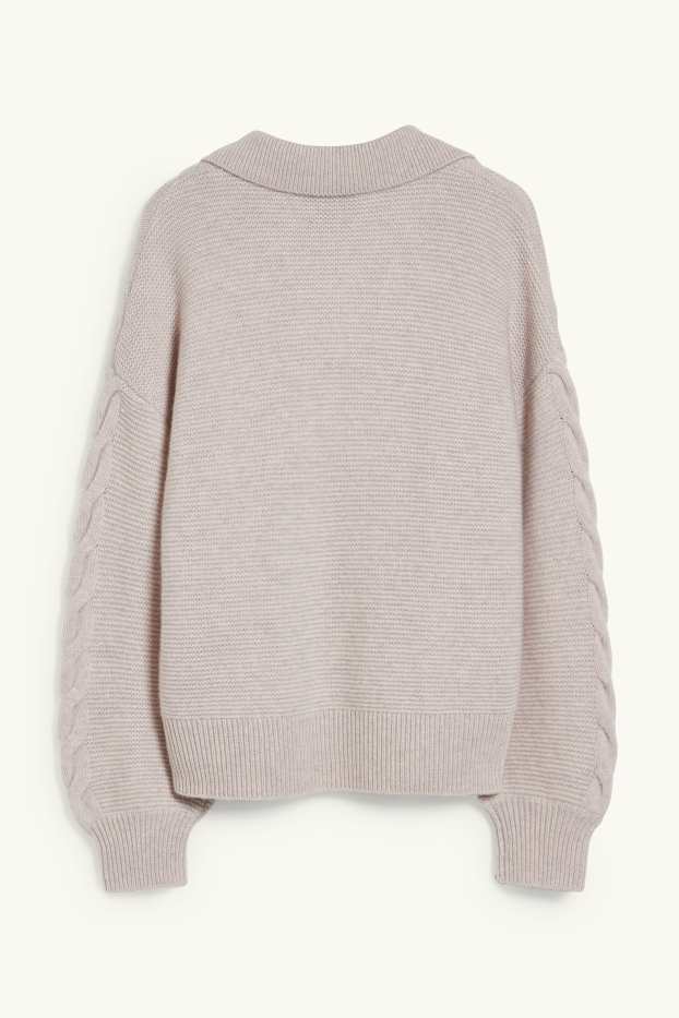 Mujer - Jersey de cachemir - de ochos - gris-marrón
