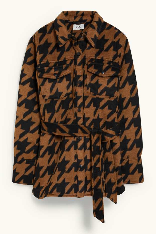 Women - Shacket - check - brown